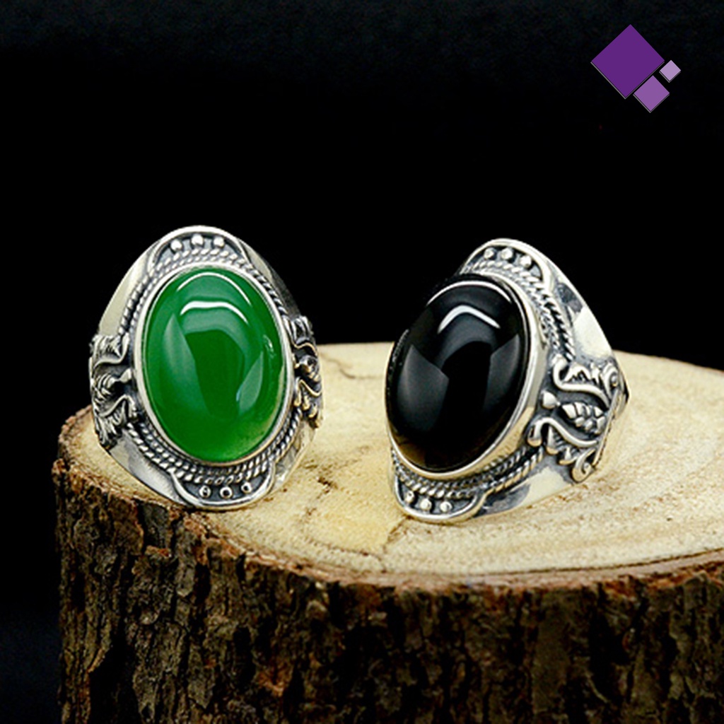 &lt; Naiveblues &gt; Pria Vintage Buatan Permata Ukiran Band Jari Cincin Perhiasan Perjamuan Hadiah