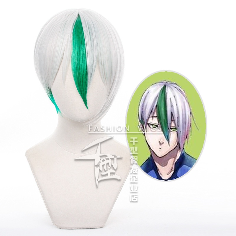 MURAH Misscoo Anime BLUE LOCK Eita Otoya Cosplay Wig Putih Hijau Pendek Tahan Panas Rambut Sintetis