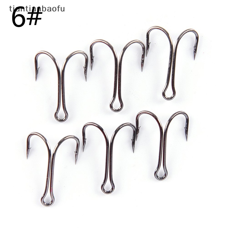 [tiantianbaofu] 50 Pcs Ganda Baja Karbon Tinggi Hitam Memancing Kait Jangkar Ganda Air Asin 50pcs Kait Pancing Ganda Pengikat Lalat Kecil Kait Jangkar Ganda 50pcs Dual Karbon Tinggi S