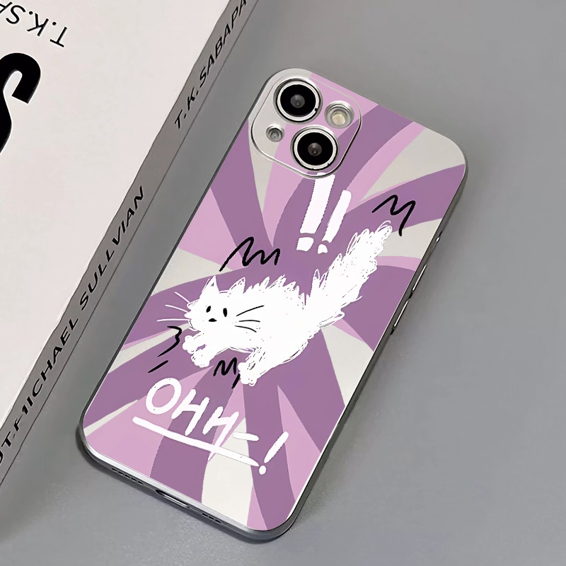 IPHONE Cute Dog Cat Kupon Lembut Electroplate Phone Case Kompatibel Untuk Iphone14 13 12 11 Pro XS Max XR X8 +7 6S Plus Casing Mini TPU Silikon Shockproof Phone Cover