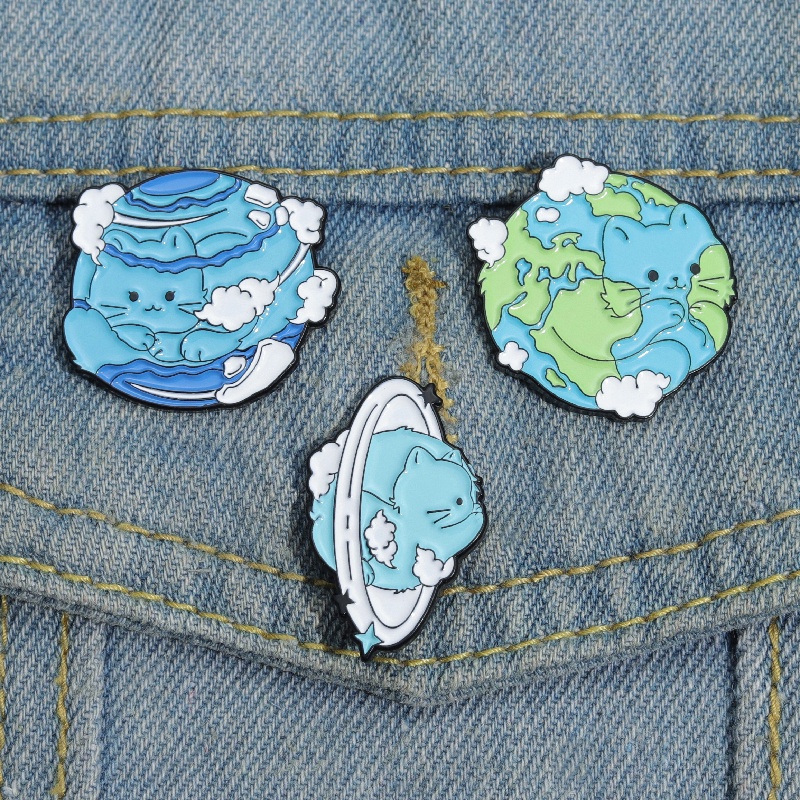 Kucing Cuaca Lucu Enamel Pin Kucing Bumi Bros Lencana Kartun Hewan Lencana Denim Kerah Pin Perhiasan Hadiah Untuk Anak-Anak Teman