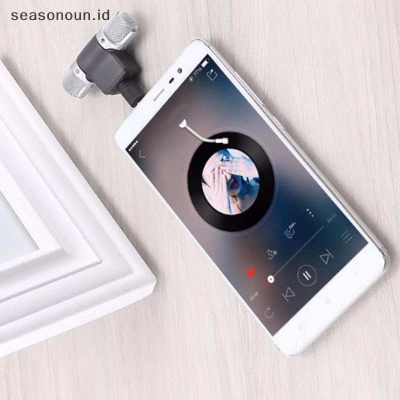 Seasonoun Mini 3.5mm Jack Microphone Stereo Mic Untuk Merekam Handphone Studio Interview Microphone Untuk Smartphone.