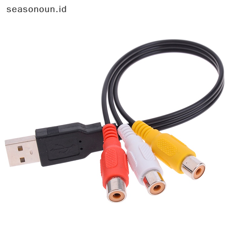 Seasonoun usb male plug to 3kabel rca female adapter audio converter usb to rca.