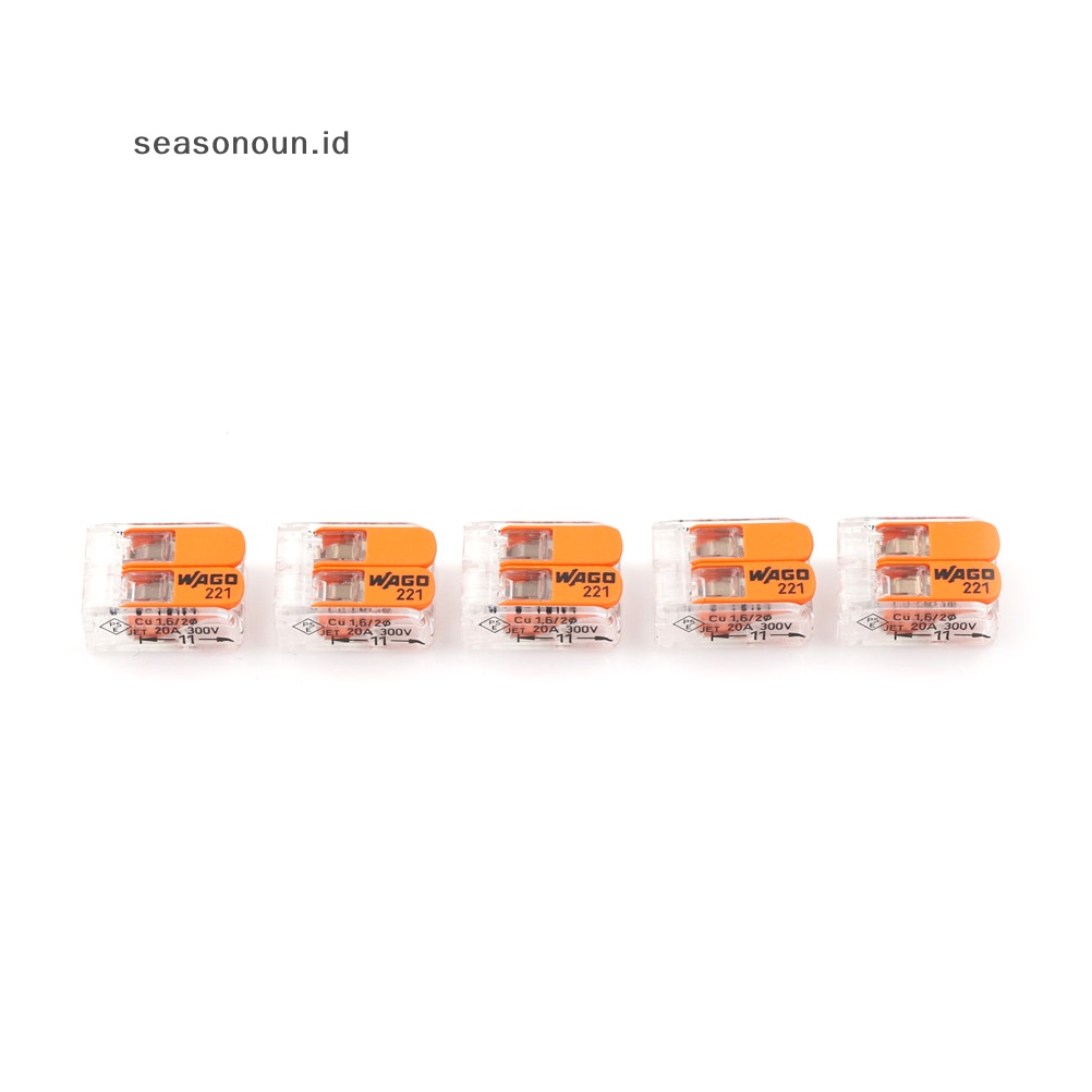 Seasonoun Hot 5Pcs Sale Wago 221-412 LEVER-NUTS 2condutor Compact Connector 10pk Kawat Tembaga Junction.