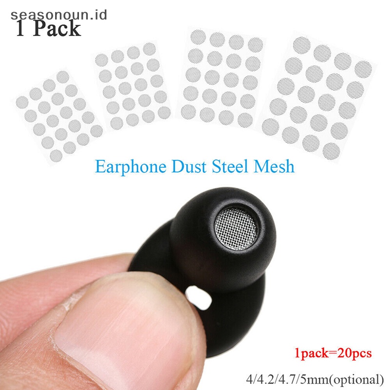 Seasonoun 20pcs Earphone Jaringan Tahan Debu Steel Mesh 4mm 4.2mm 4.7mm 5mm Aksesoris DIY.