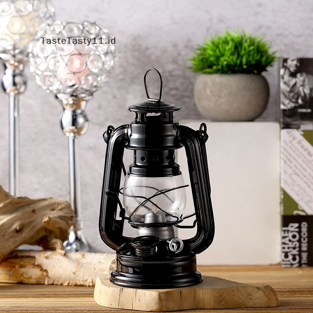 Tastetasty 19cm Retro Outdoor Camping Lampu Minyak Tanah Lentera Portabel Bronze Colored Oil Lam.