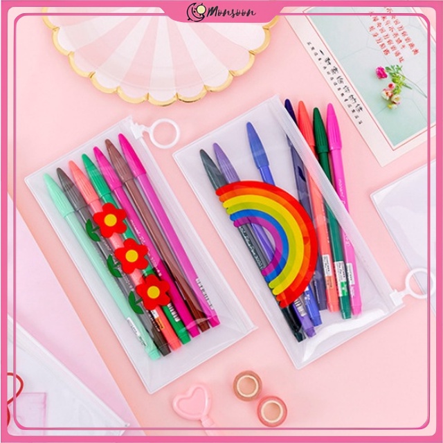 MONSOON - D6115 Tempat Pensil Simple / Tempat Pensil Korea / Pouch Mini / Tempat Pensil Lucu S5194 / Tempat Pensil Zipper / Tempat pensil Transparan