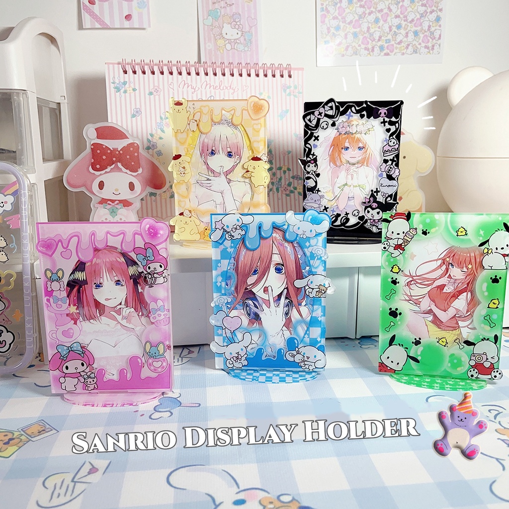 Sanrio Acrylic Diaplay Holder Kawaii Melody Kuromi Bingkai Foto Idol Photocard Pelindung Case Desktop Stand Holder Dekorasi