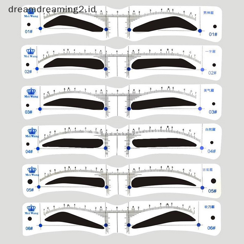 (drea) 12pcs Gaya Stensil Pembentuk Alis Grooming Shaper Template Alat Makeup//