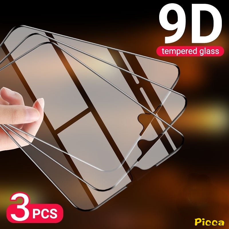 1-3pcs 9D Full Cover Pelindung Layar Tempered Glass Untuk Vivo Y12i Y11 Y35 Y02 Y02s Y15 Y73 V21 Y12 V23E V23 Y75 Y1 Y52 Y72 Y16 V20pro V21E V25 V25E S1 Y17 Y22