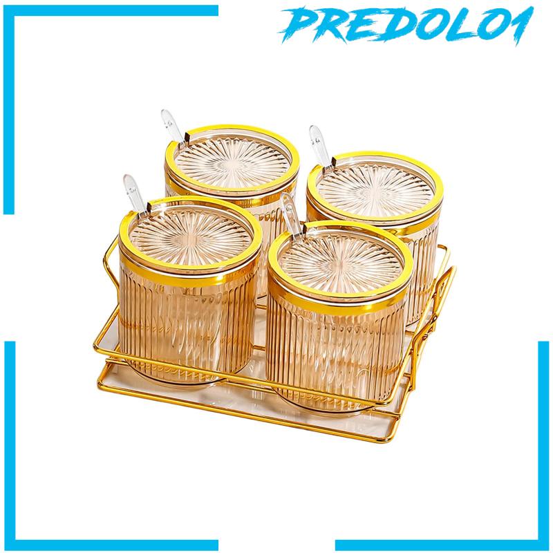 [Predolo1] Condiment Pots Tank Wadah Makanan Dengan Tutup Dan Sendok