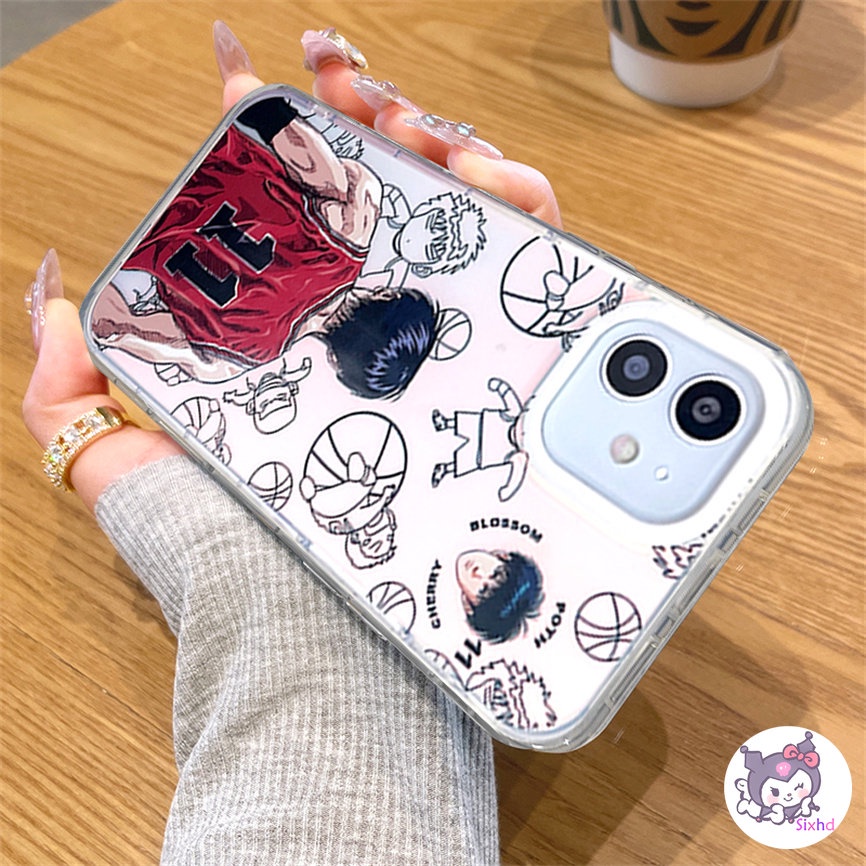 IPHONE Kompatibel Untuk Iphone11 14 13 12 Pro Max8 7Plus X Xs Xr Xs Max SE 2020 Mode Tinggi Kartun Slam Dunk Perlindungan Lensa Gradien Laser Casing Ponsel Lembut TPU Anti Jatuh Cover XJJJJ