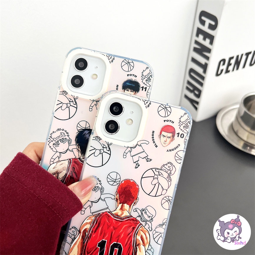 IPHONE Kompatibel Untuk Iphone11 14 13 12 Pro Max8 7Plus X Xs Xr Xs Max SE 2020 Mode Tinggi Kartun Slam Dunk Perlindungan Lensa Gradien Laser Casing Ponsel Lembut TPU Anti Jatuh Cover XJJJJ