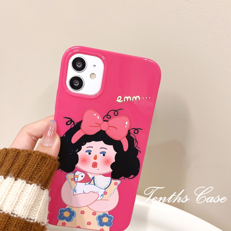 Kompatibel Untuk Iphone14 13 12 11 Pro Max X XR Xs Max8 7 6 6s Plus SE 2020 Soft Cover Motif Kartun Bebek Gadis Kecil Casing Ponsel