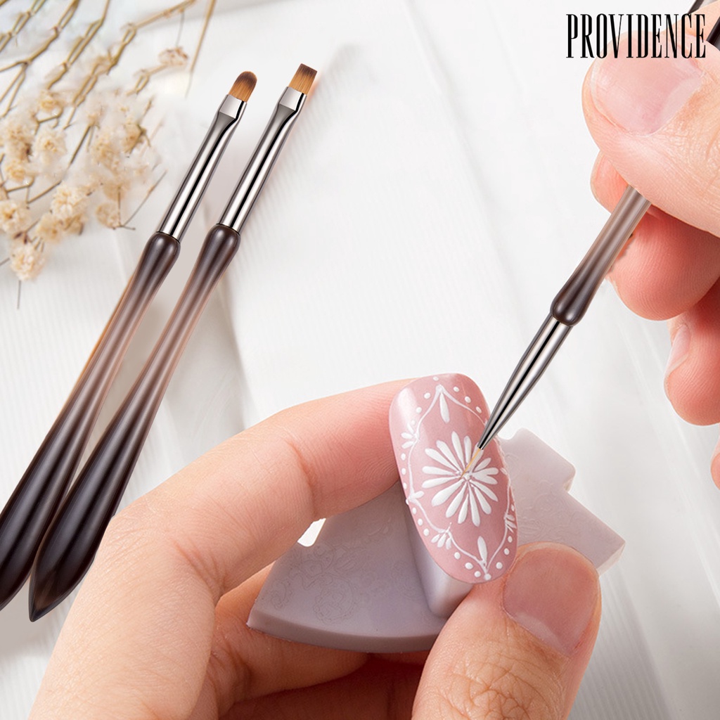 Providence 5Pcs Nail Art Brushes Bulu Lembut Pegangan Ergonomis Dapat Digunakan Kembali Tidak Menggeser Beberapa Bentuk Ujung UV Gel Ekstensi Tukang Kuas Lukisan Pena Kuku Perlengkapan Kuku