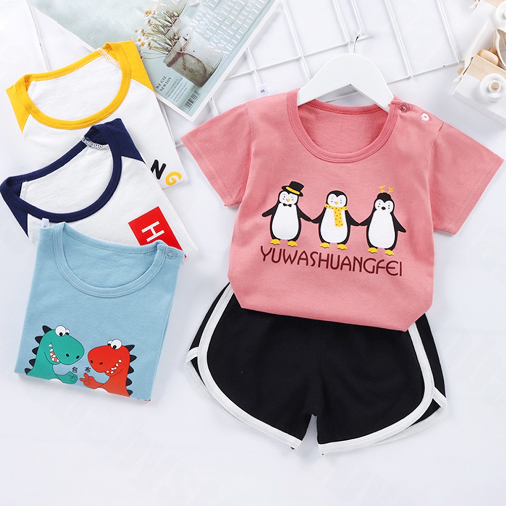 Halo Baby Setelan Baju Bayi Setelan Piyama Bayi Lengan Pendek/Baju Tidur Bayi Kaos motif lucu/baju bayi newborn set baju