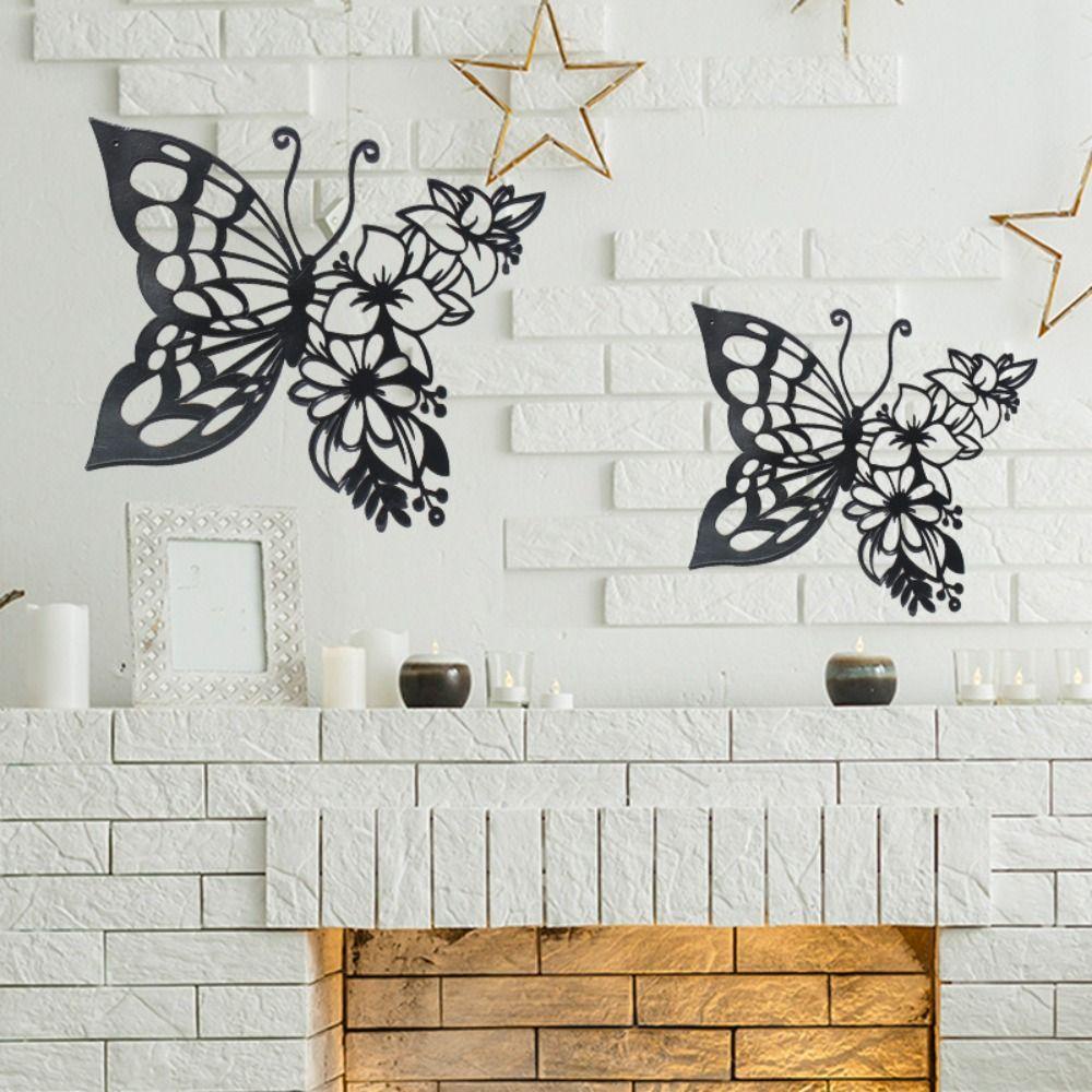 [Elegan] Ornamen Kupu-Kupu Elegan Pagar Serbaguna Gantung Besi Art Hollow Butterfly Dinding Untuk Kamar Tidur Kerajinan Logam