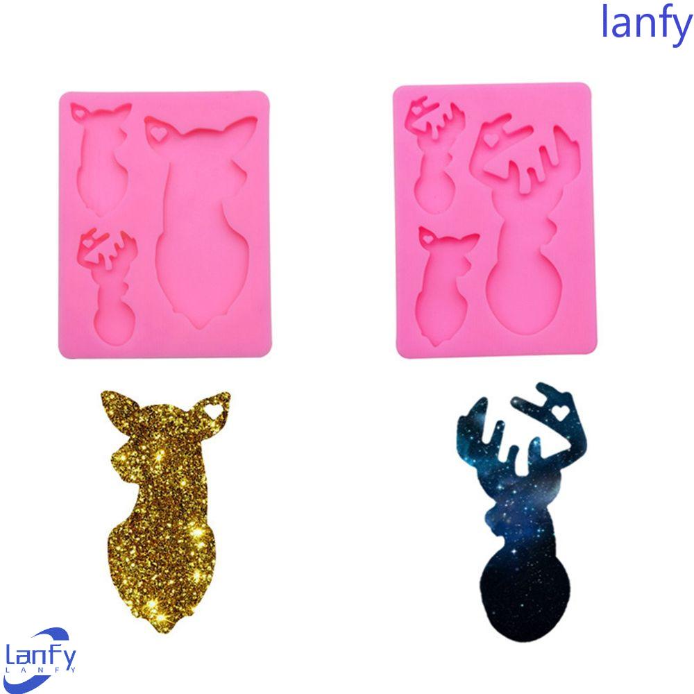 Lanfy Cetakan Silikon Gantungan Kunci Rusa Liontin Resin Ornamen Resin Kerajinan Tangan Casting Mold