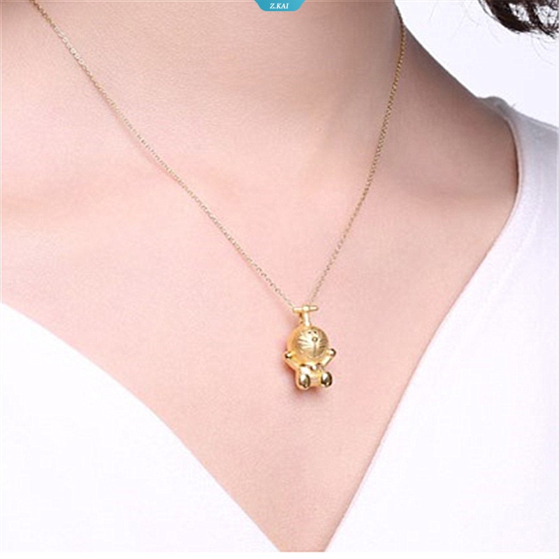 Kartun Doraemon Warna Emas Merancang Kalung Halus Liontin Necklace Dengan Bambu Capung Untuk Wanita Fashion Perhiasan Pesta Hadiah Ulang Tahun [ZK]