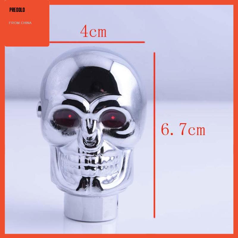 [Predolo] Chrome Skull Universal Mobil Merah LED Manual Gear Stick Knob Tuas