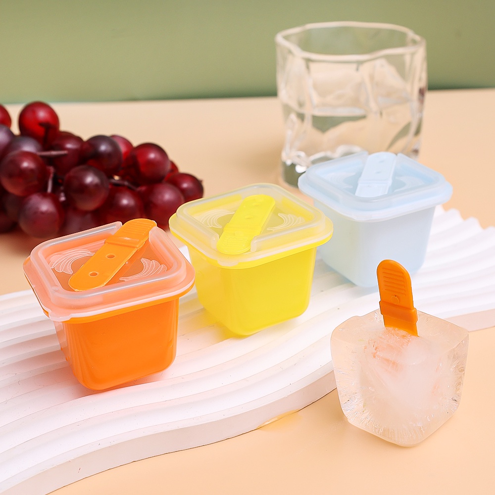 1 Pc Persegi DIY Cetakan Es Batu/Reusable Soft Bottom Popsicle Moulds Dengan Tongkat Buatan Sendiri Cetakan Pembekuan Makanan Aksesoris Dapur