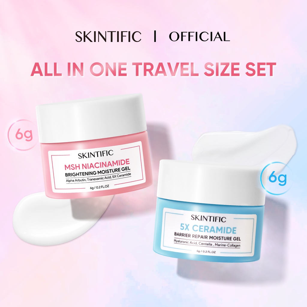 [Travel size] SKINTIFIC Glow &amp;  Moisturizer Duo MSH Niacinamide Brightening Moisture Gel+5X ceramide moisturizer 6g+6g