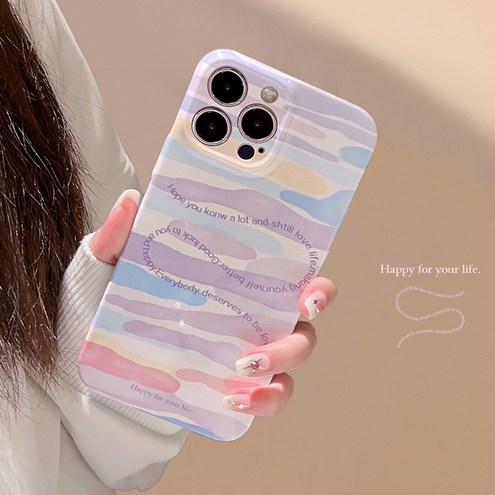 IPHONE Casing Wanita Peri Telepon Macaron Warna Awan Tidak Luntur Film Hard Cover Untuk Iphone7 8 PLUS X XR XS 11 12 13 14 PRO MAX SE 2020