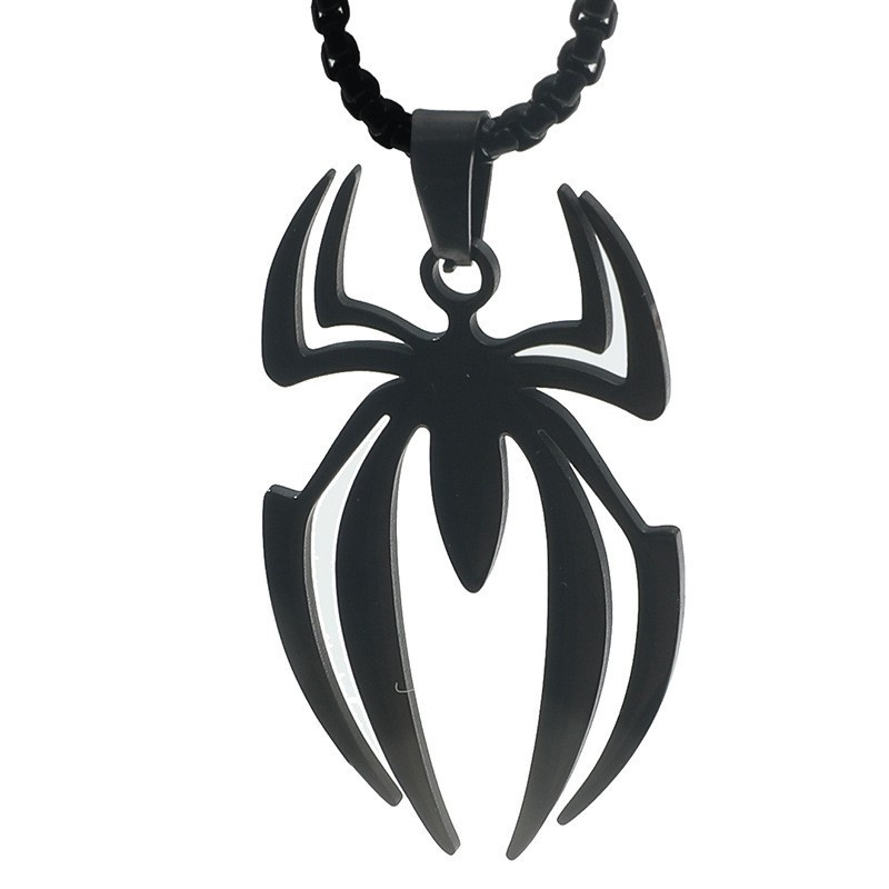 Z H Perhiasan Fashion Pria Anti Karat Spider Liontin Lapis Emas 18K Kalung Pesta Rock Punk Aksesoris Hadiah Halloween