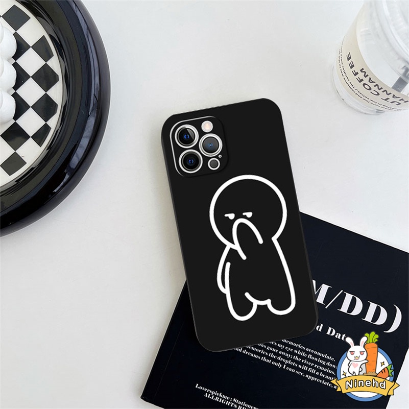 IPHONE Casing Kompatibel Untuk Iphone14 13 12 11 Pro Max X Xr Xs Max8 7 6 6s Plus SE 2020 Kreatif Lucu Pasangan Ponsel Case Lubang Presisi Silikon Tepi Lurus Tahan Debu Soft Cover