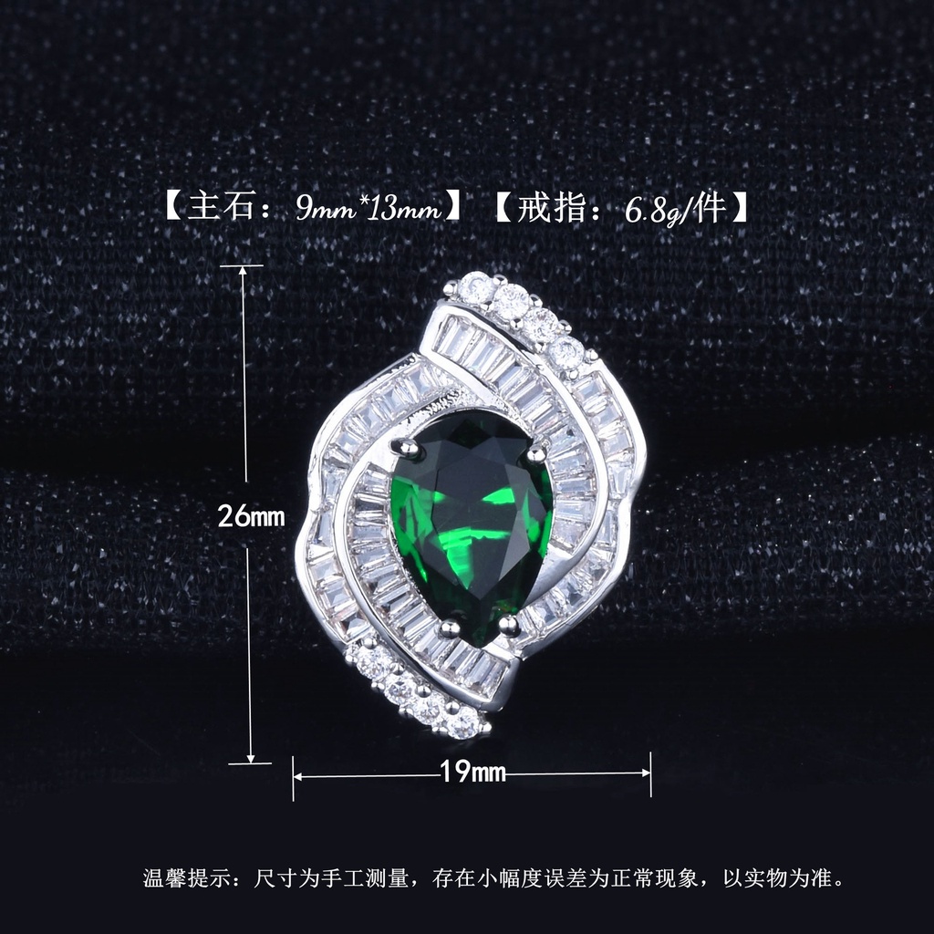 Goldkingdom Fashion Perhiasan Aksesoris Ready Stock Nenek Hijau Tetesan Air Pir Cincin Atlantis Mata Berlian Hijau Cincin