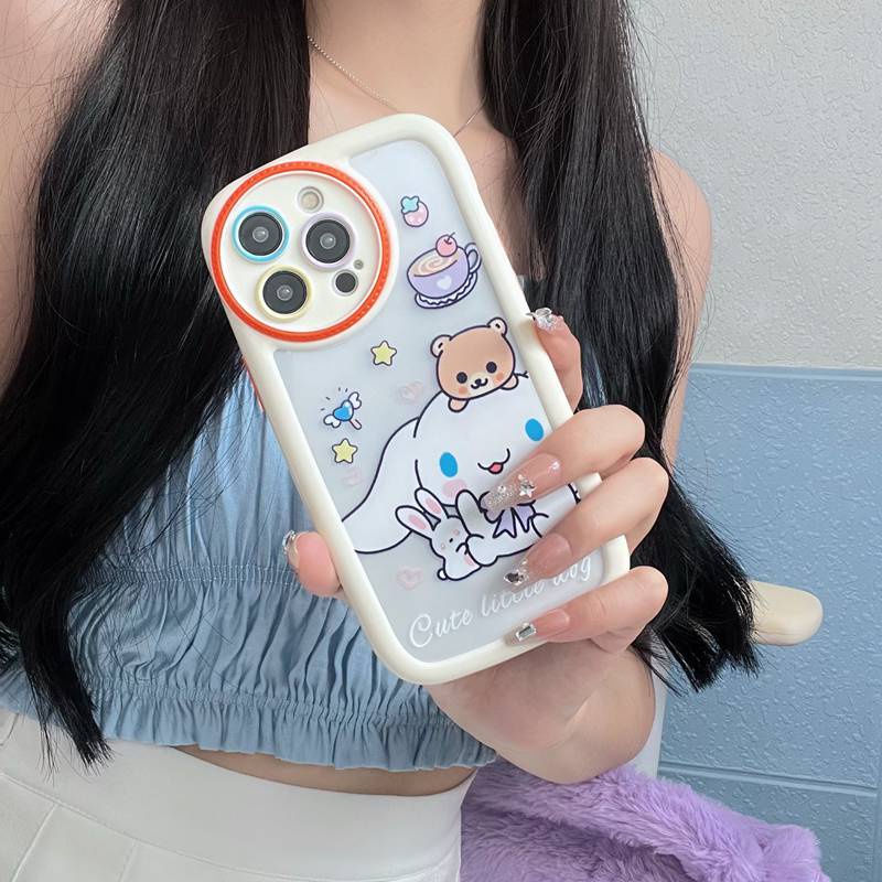 Circular Camera Protect Cream Soft Case IPhone 11 13 12 14 PRO Max Phone Case for Women Girl Cute melody sanrio