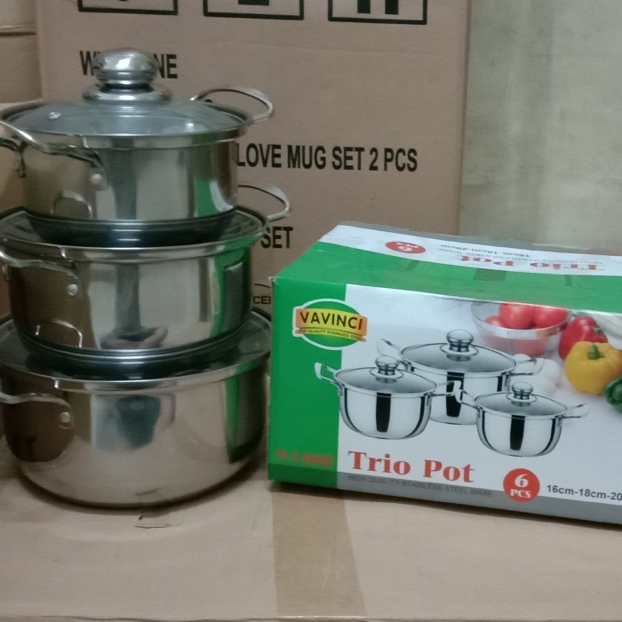 Panci vavinci trio pot + tutup kaca