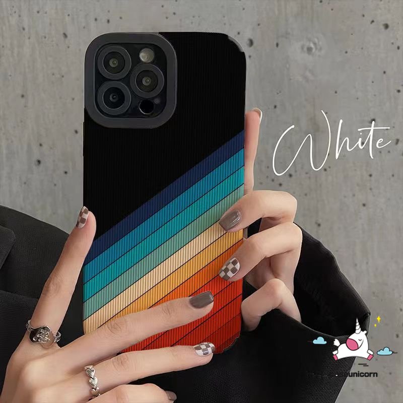 Casing Ponsel Vertigo Warna Gradasi Marmer Seni Kreatif Kompatibel Untuk iPhone 7Plus 11xr 13 14 12 Pro Max7 8 Plus X XS Max INS Rainbow Awan Sederhana Tahan Guncangan Soft Cover