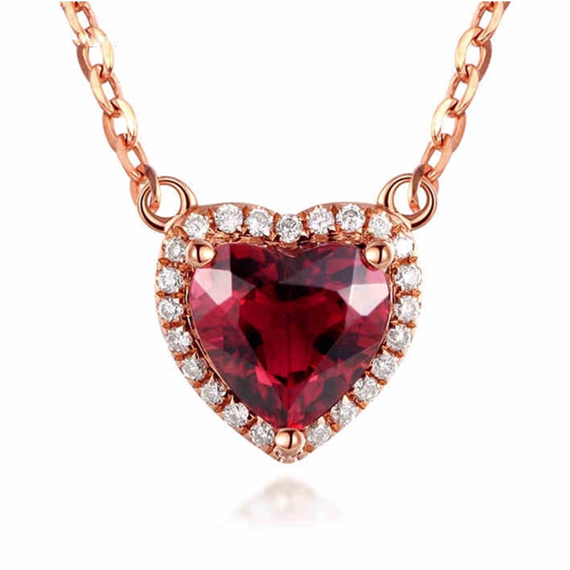 Goldkingdom Fashion Perhiasan Aksesoris Ready Stock Berbentuk Hati Liontin Kalung Hati Ke Hati Cinta Merah Korundum ruby pendant