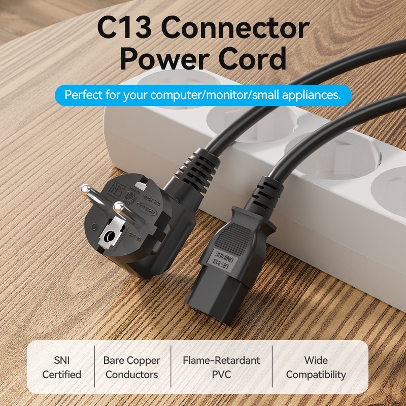 Vention Kabel Power C13 Connector 3-Prong CPU PC Komputer UPS-1