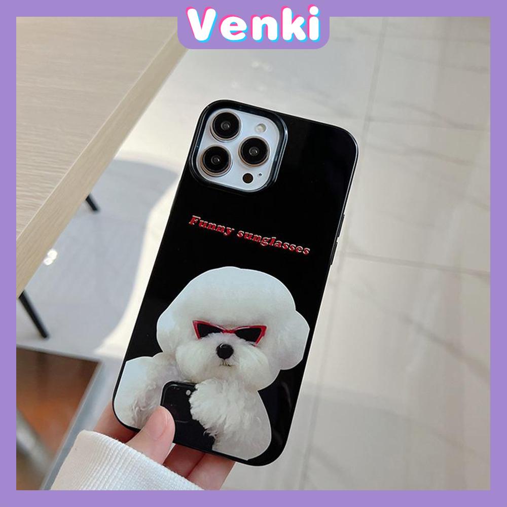 VENKI - For iPhone 11 iPhone Case Black Glossy TPU Soft Case Shockproof Protection Camera Cute Sunglasses Dog Compatible with iPhone 14 13 Pro max 12 Pro Max xr xs max 7Plus 8Plus