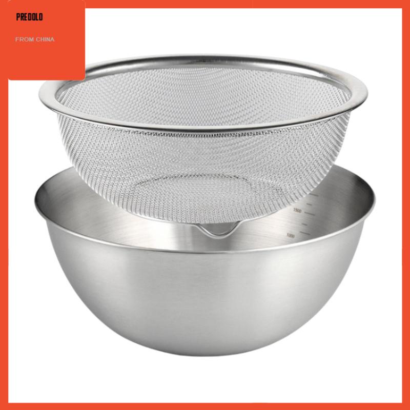 [Predolo] 2buah Colander Bahan Stainless Steel 304buah Dengan Mixing Bowl Untuk Buah