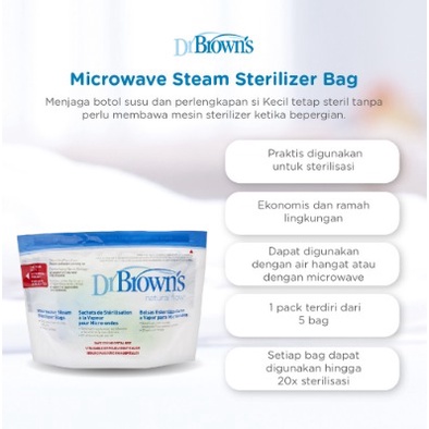 Dr.Brown's Microwave Steam Sterilizer Bag, 5-Pack (20 uses per Bag) / kantong steril