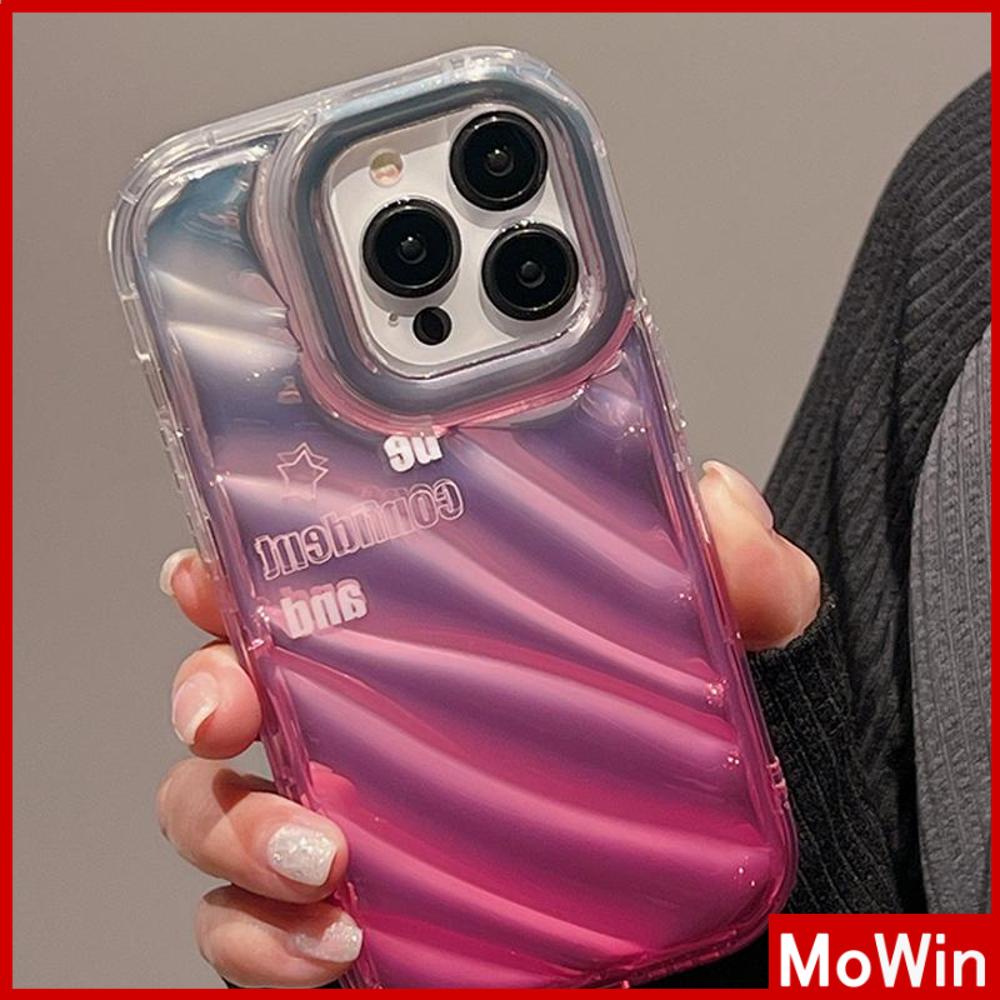 For iPhone 14 Pro Max iPhone Case Laser Reflective Clear Phone Case TPU Soft Case Airbag Shockproof Gradient Pink English Compatible with iPhone 13 Pro max 12 Pro Max 11 xr xs max