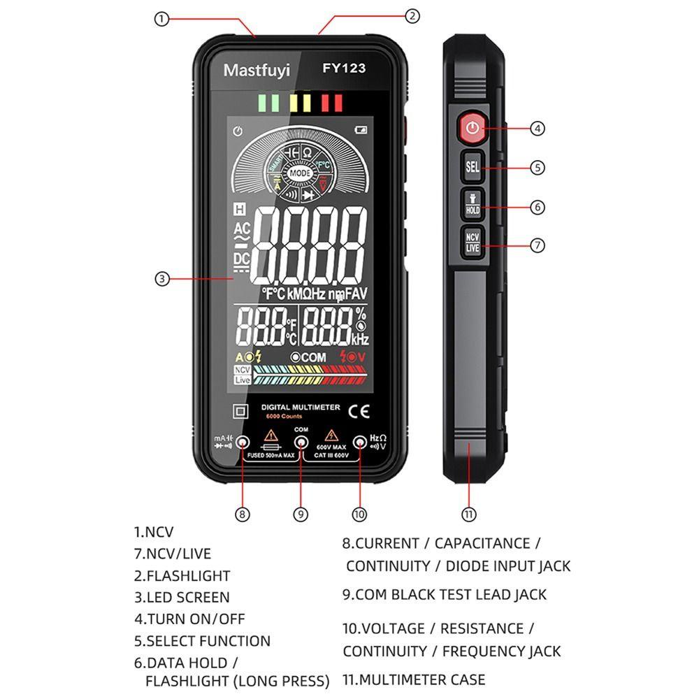 TOP Digital Multimeter Smart Anti Bakar Professional Ohm NCV Multimeter