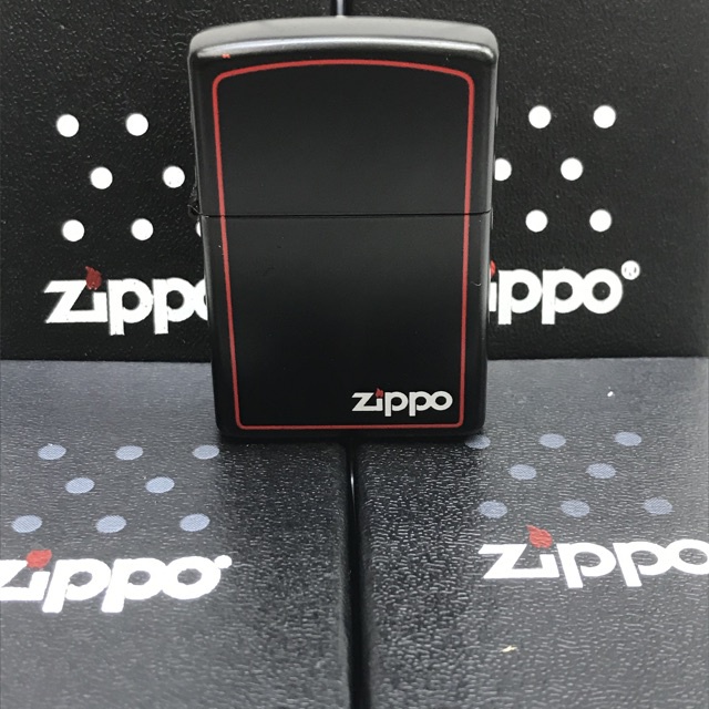 Zippo Matte Hitam List Merah Grade Ori