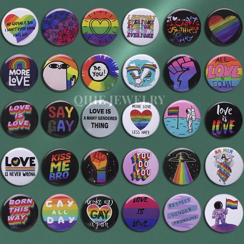 44mm Tinplate Bros Seri LGBT Ransel Lencana Rainbow Lapel Pin Hadiah Untuk Teman Aksesoris Pakaian