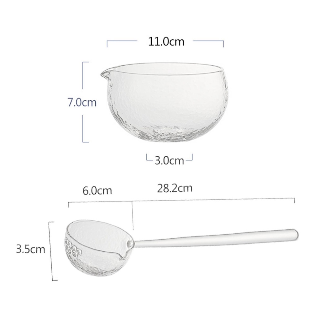 Sendok Mangkok Matcha Kaca Dengan Pouring Spout Hadiah Gaya Jepang Untuk Kantor