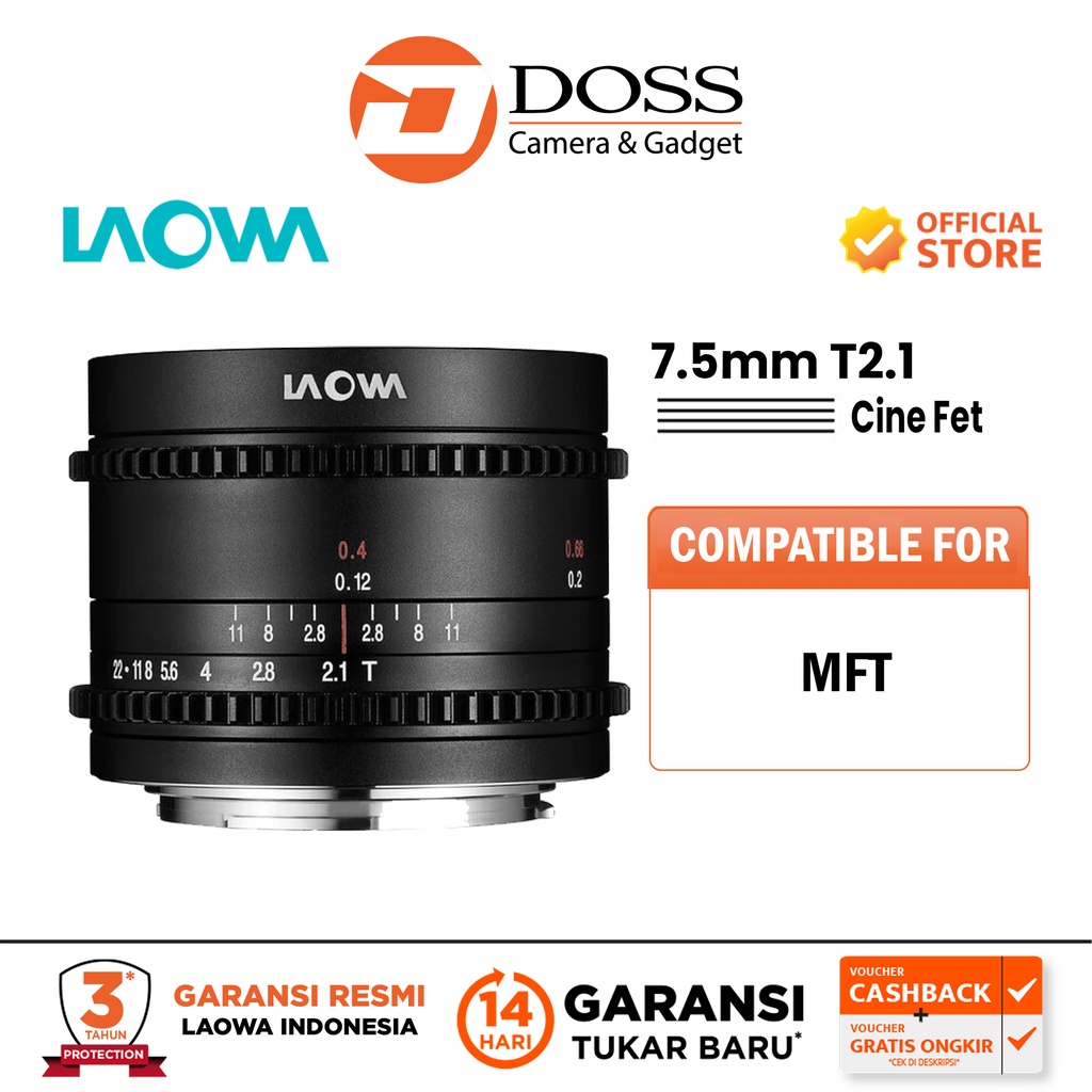 Laowa 7.5mm T2.1 Cine Lens (MFT, Feet) laowa 7.5 mm cine feet mft 7.5