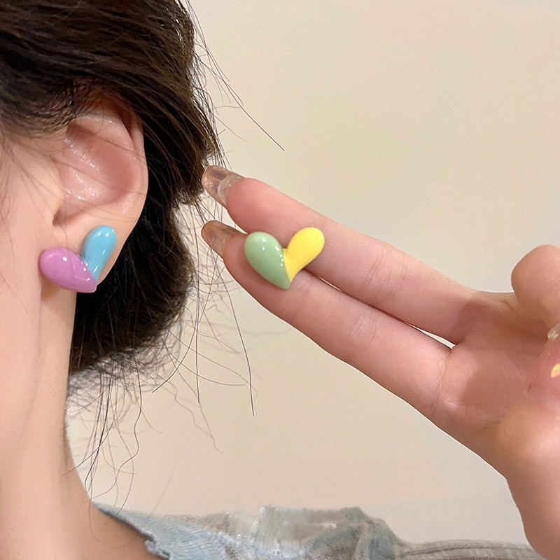 Populer Anting Tusuk Bentuk Geometri Hati Fashion Untuk Wanita