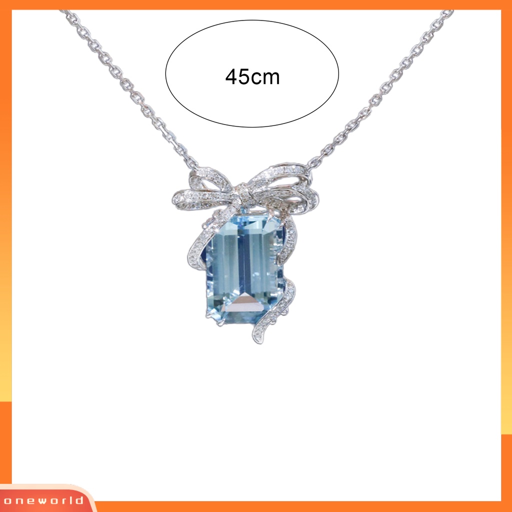 [ONE] Wanita Kalung Busur Cubic Zirconia Perhiasan Semua Pertandingan Tahan Lama Rantai Klavikula Mengkilap Untuk Pesta