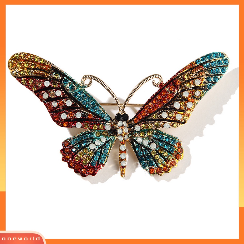 [ONE] Bros Pin Bentuk Geometris Berlian Imitasi Bertatahkan Enamel Kilau Cerah Temperamen Pakaian Yang Serasi Vintage Lady Butterfly Brooch Pin Aksesoris Pakaian