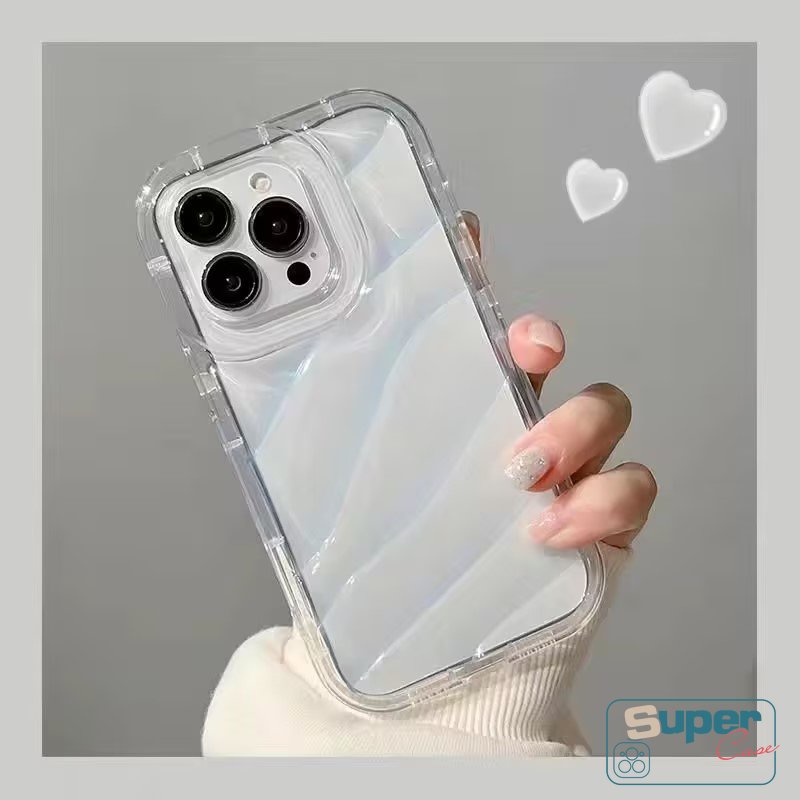Casing Ponsel Macaron Warna Kompatibel Untuk IPhone 7Plus 11 13 XR 14 12 Pro MAX X XS Max7 8 6 6S Plus SE 2020 Mewah Simple 3D Stereo Kreatif Pola Bergelombang Bening Soft Cover