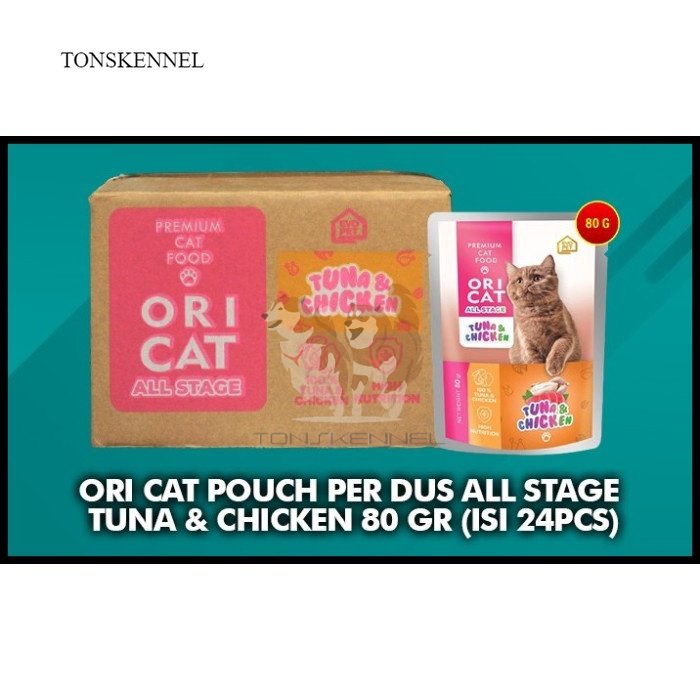 Oricat ORI CAT POUCH DUS Kotak KARTON Isi 24 PCS makanan basah kucing saset - PURE TUNA Chicken