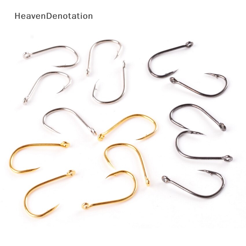 [HeavenDenotation] 100pcs Set Kait Pancing Baja Karbon Single Circle Fishing Hook Fly Fishing Jip HDV